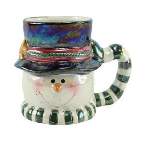 Fun Ceramic Christmas Top Hat Snowman 24 oz. Coffee Mug Cup 5.5" Tall Winter
